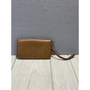 Tory Burch Marion Multi-Gusset Continental Zipper Wallet. Brown